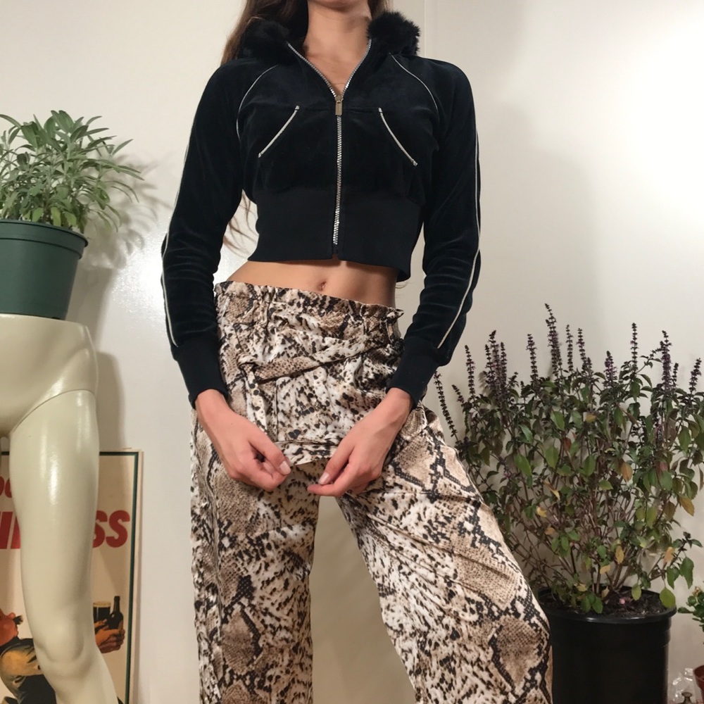 Bebe Fur Lined Crop Hoodie